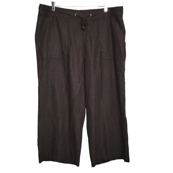 Naturals D&Co Pants - NWT Naturals D&Co Women's Large Linen Pullon Wide Leg Crop Pants Black
